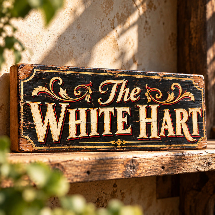 White Hart Pub Sign Vintage Style Wooden Old Fashioned Classic Bar British Pubs
