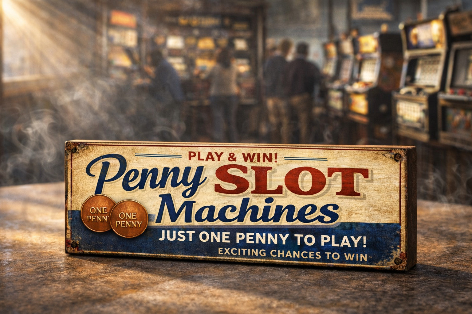 Slot Machine Sign Penny Slot Machine sign vintage antique style 28cm old Arcade Machines ...