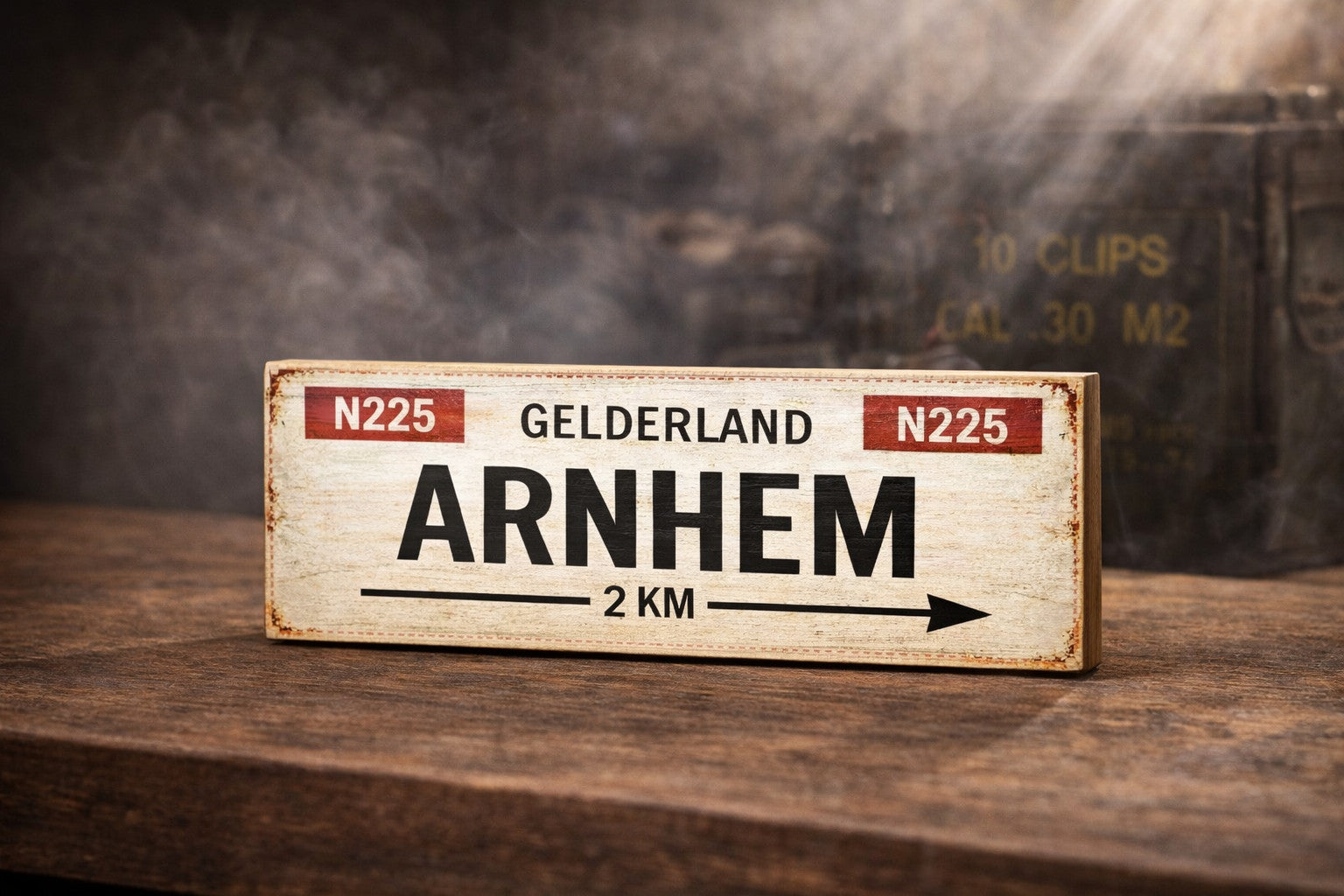 Arnhem Road Vintage Style  Sign – WWII Inspired Wooden Plaque 28cm