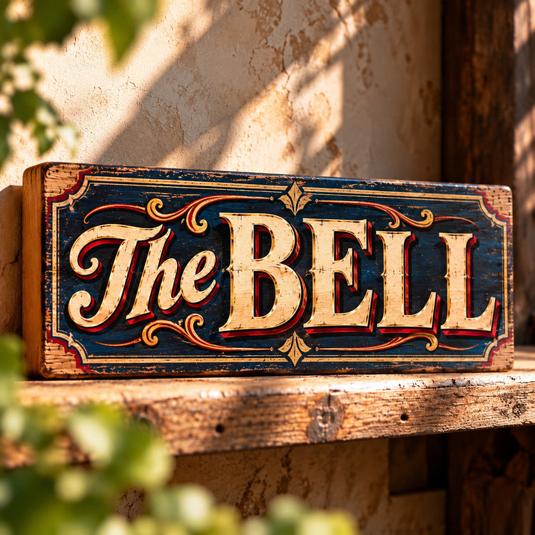 The Bell Pub Sign Vintage Style Wooden Old Fashioned Classic Bar British Pubs