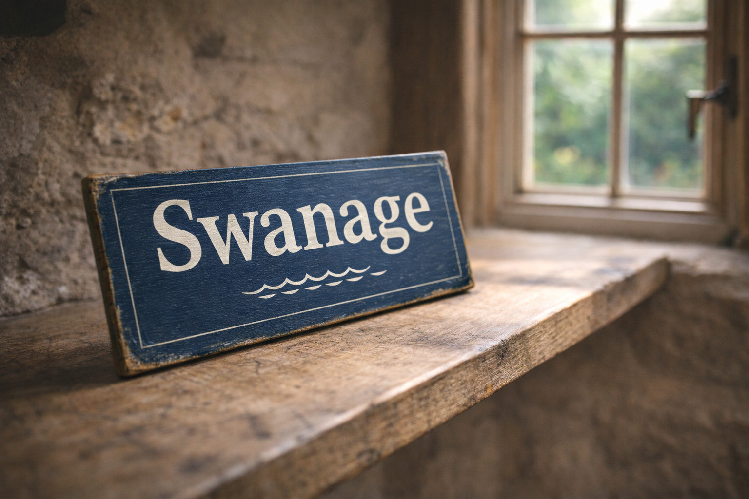Swanage plaque sign vintage style Swanage Jurassic coast holiday 28cm Dorset
