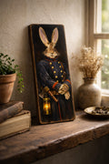 Hare fireman Art wooden plaque Vintage Animal Wall Art Rabbit Bunny Art 28cm