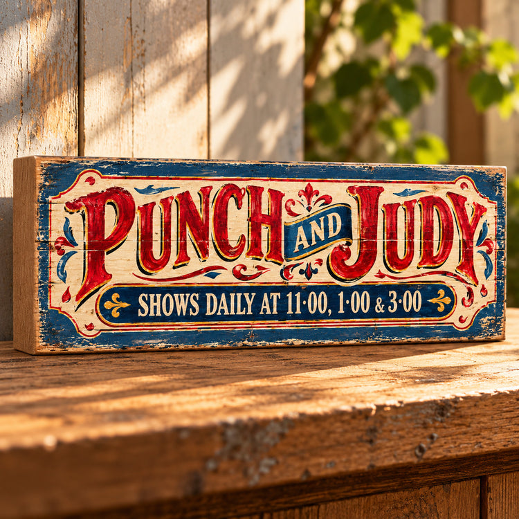 Punch and Judy Sign Victorian style vintage signs seaside show antique style