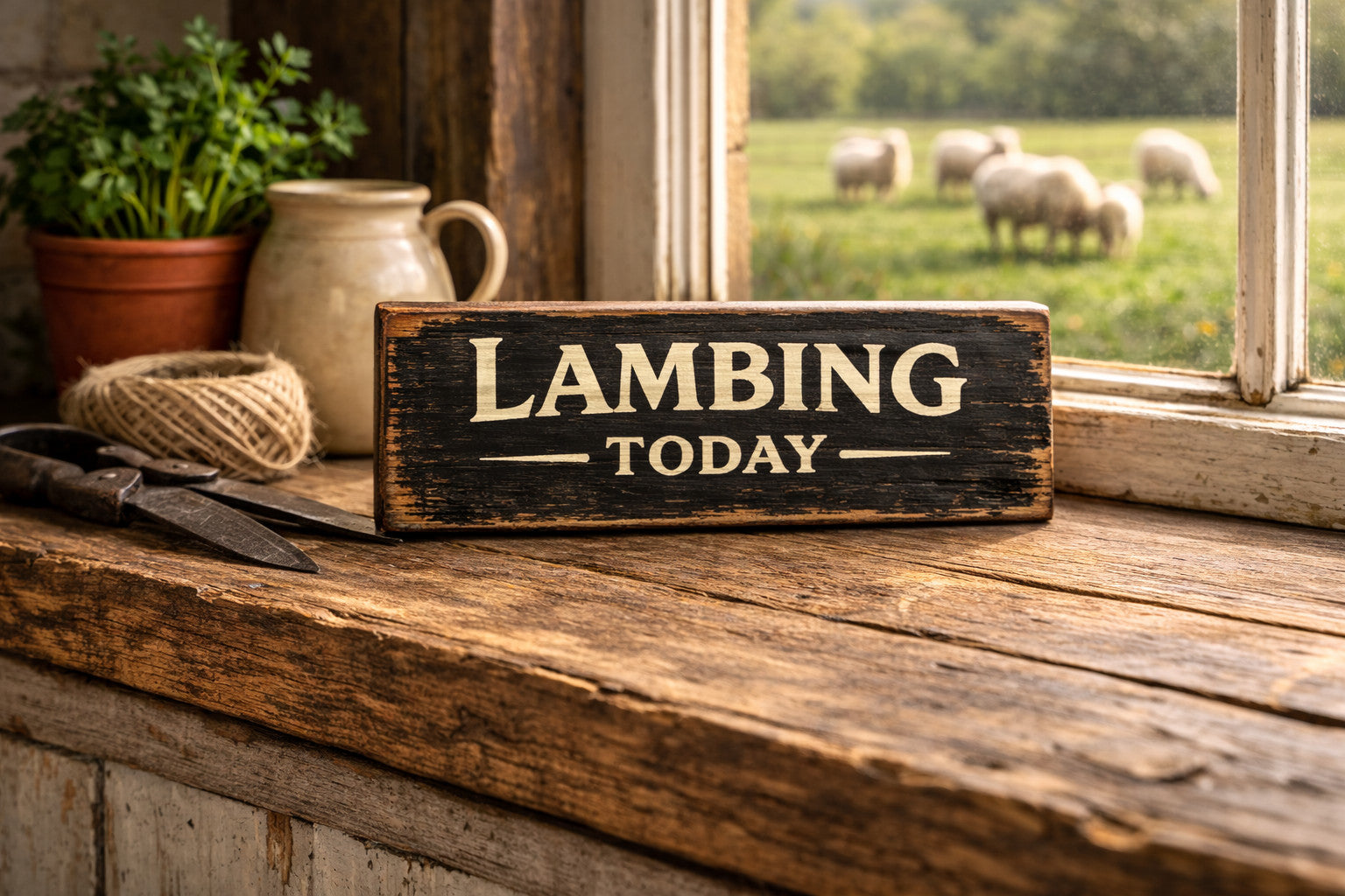 Sheep sign Lambing Today farm vintage style farmhouse kitchen signs wooden 28cm