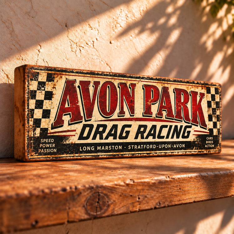 Drag Racing Sign Avon Park Raceway Garage Wooden Signs 28cm DRAG RACING