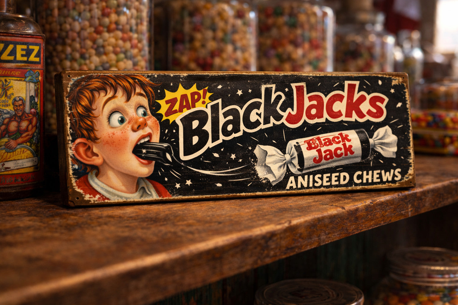Black Jacks Sign Vintage Sweet shop signs wooden advertising Retro Signs
