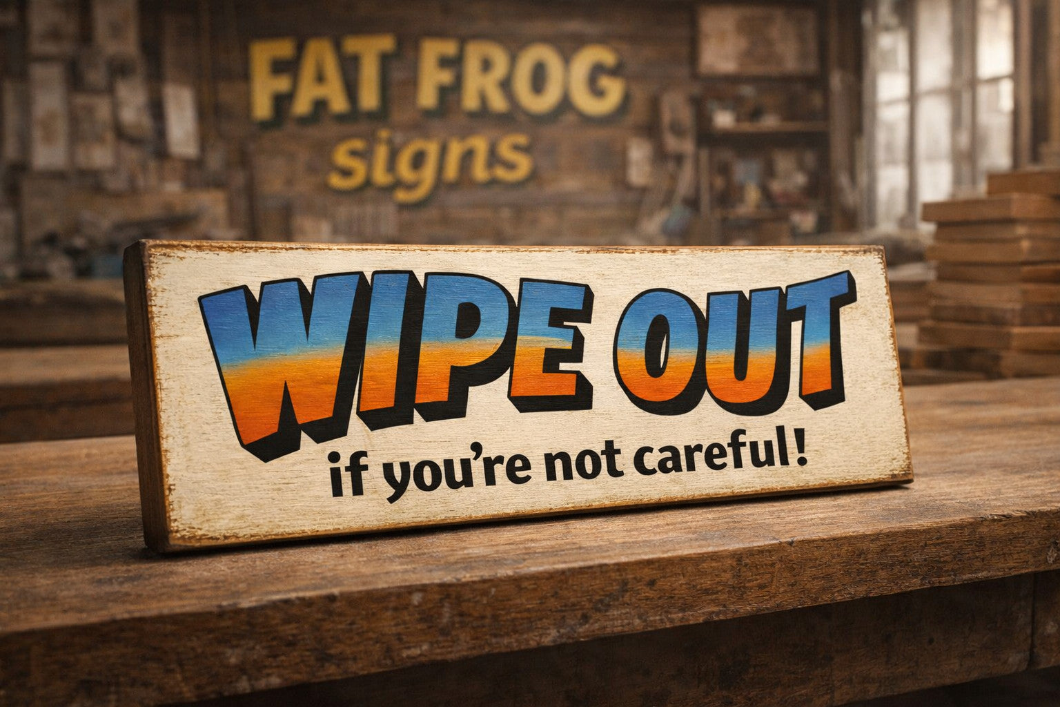 Wipe Out Sign vintage style sign Warning sign Last Chance Before 100% WIPE OUT