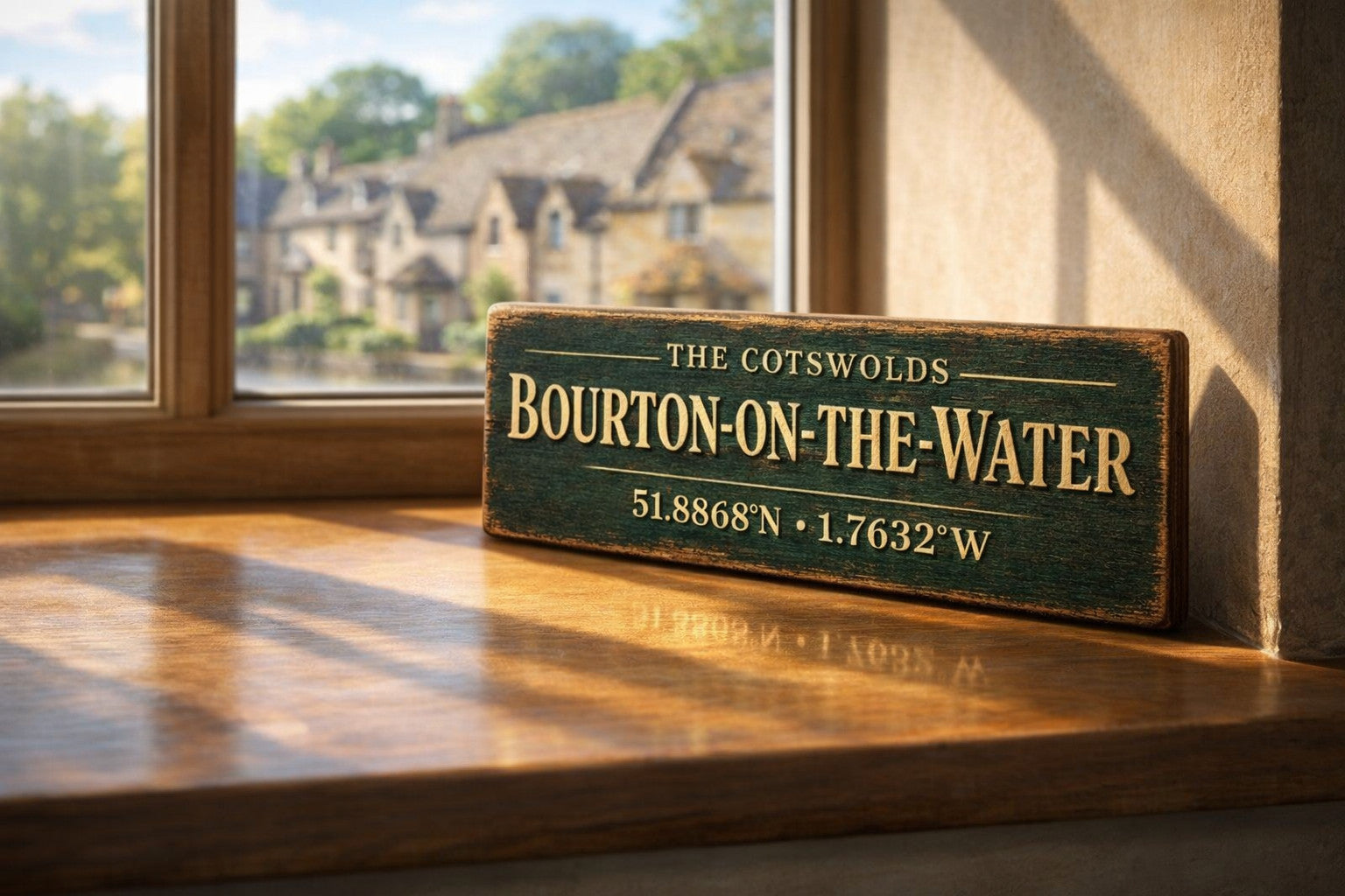 Bourton on the water vintage style wooden sign 28cm The  Cotswolds Kitchen Signs