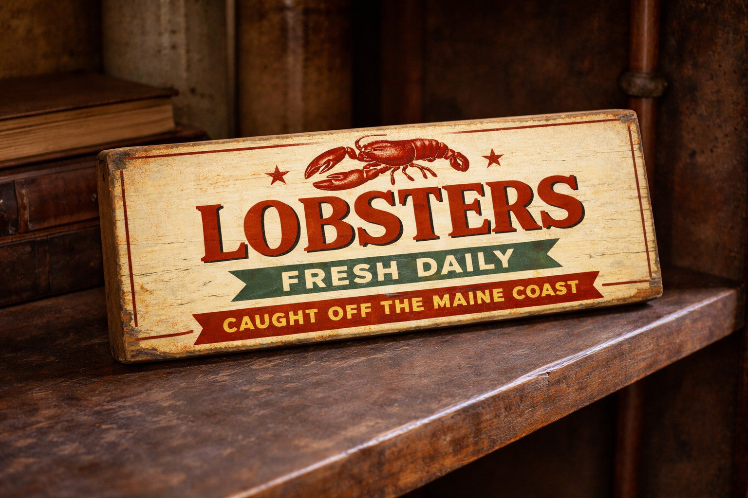 Vintage style Lobster sign wooden kitchen fish shop advertising signs LOBSTERS