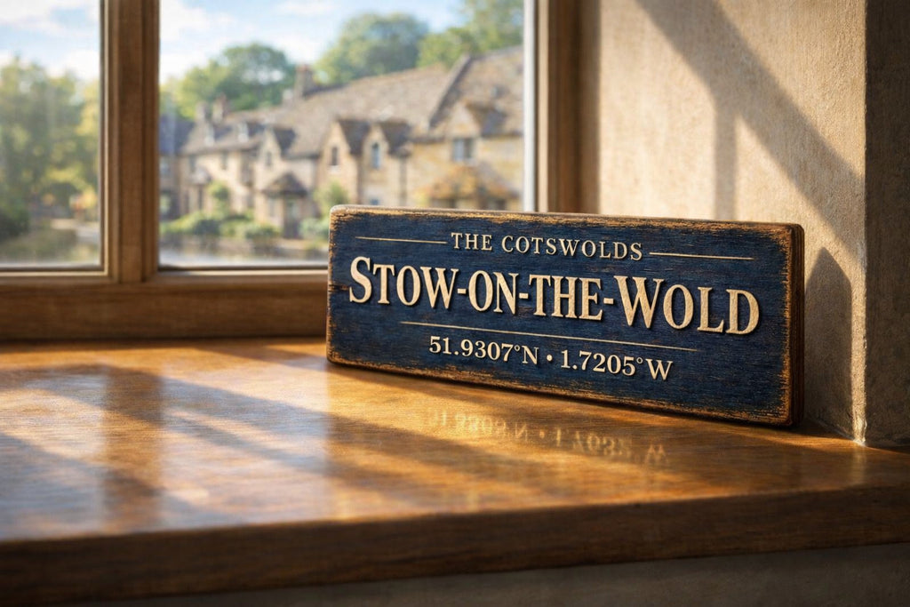 Stow on the wold vintage style wooden sign 28cm The  Cotswolds Kitchen Signs