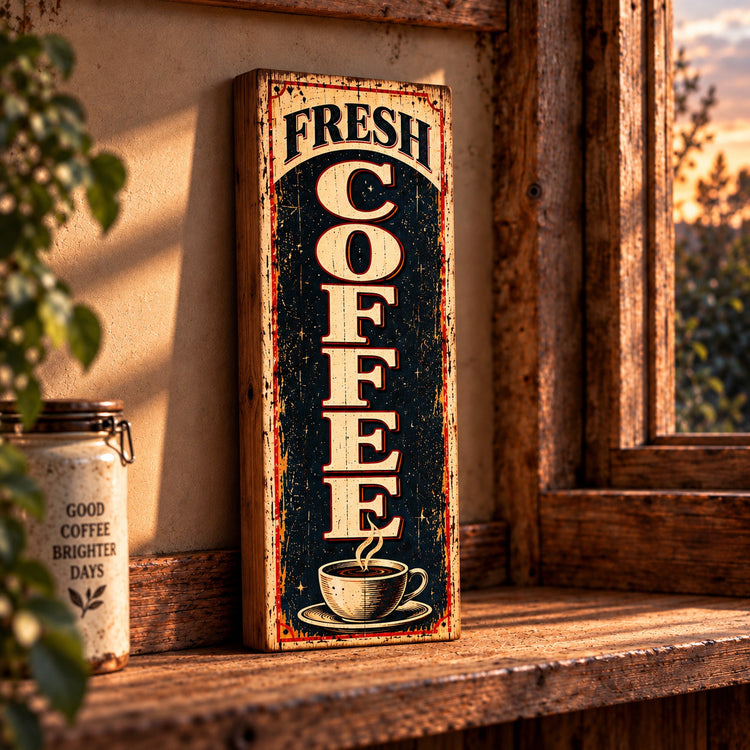 Coffee Sign Fresh Coffee Vintage Style wooden Signs kitchen 28cm kitchen Cafe