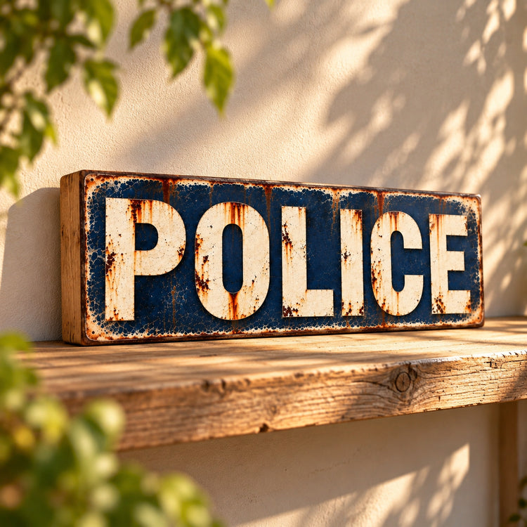 Police sign Vintage Wooden Sign British Police Station PC weathered look 28cm