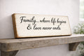 Family...where life begins & love never ends Wooden sign vintage style 28cm