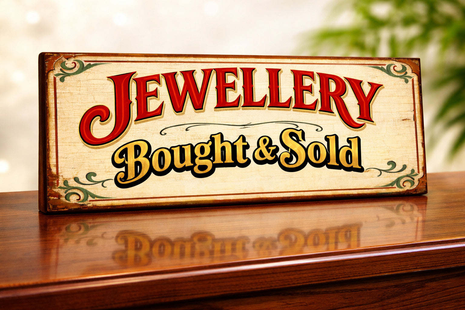 Jewellery bought & sold sign wooden vintage style shop signs JEWELLERY 28cm