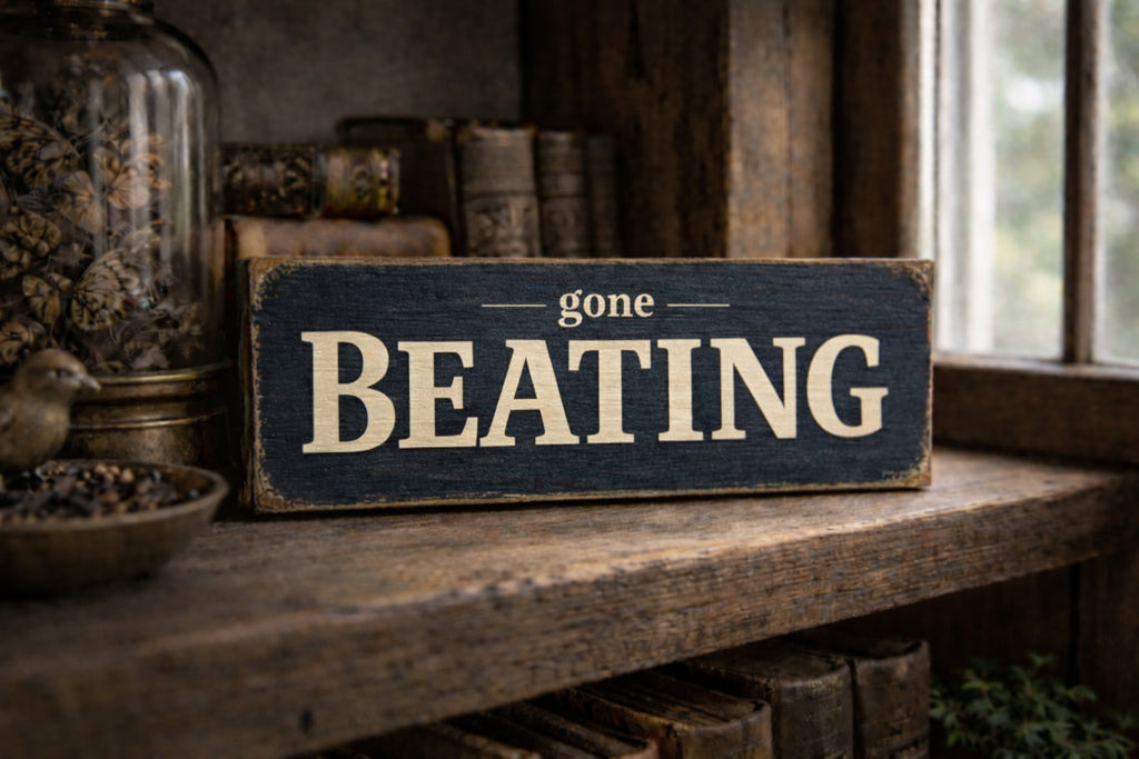 Shooting Sign Beaters Pheasant Hunt Gone Beating wooden sign 28cm rustic look