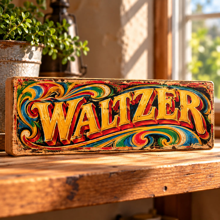 Waltzer Sign Vintage Style Sign 28cm Wooden Funfair WALTZER Circus