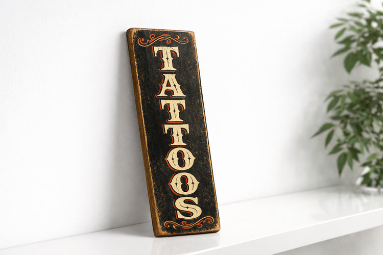 Tattoo sign Tattoos Retro Vintage Style tattooist 28cm wooden signs gift TATTOOS