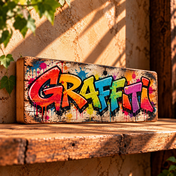 Graffiti Sign Street Art Retro Urban GRAFFITI Wooden Plaque Wall Art