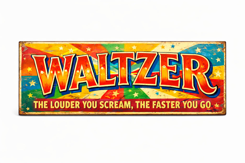 Waltzer Funfair Ride Sign Fairground Circus Vintage Style WALTZER wooden plaque