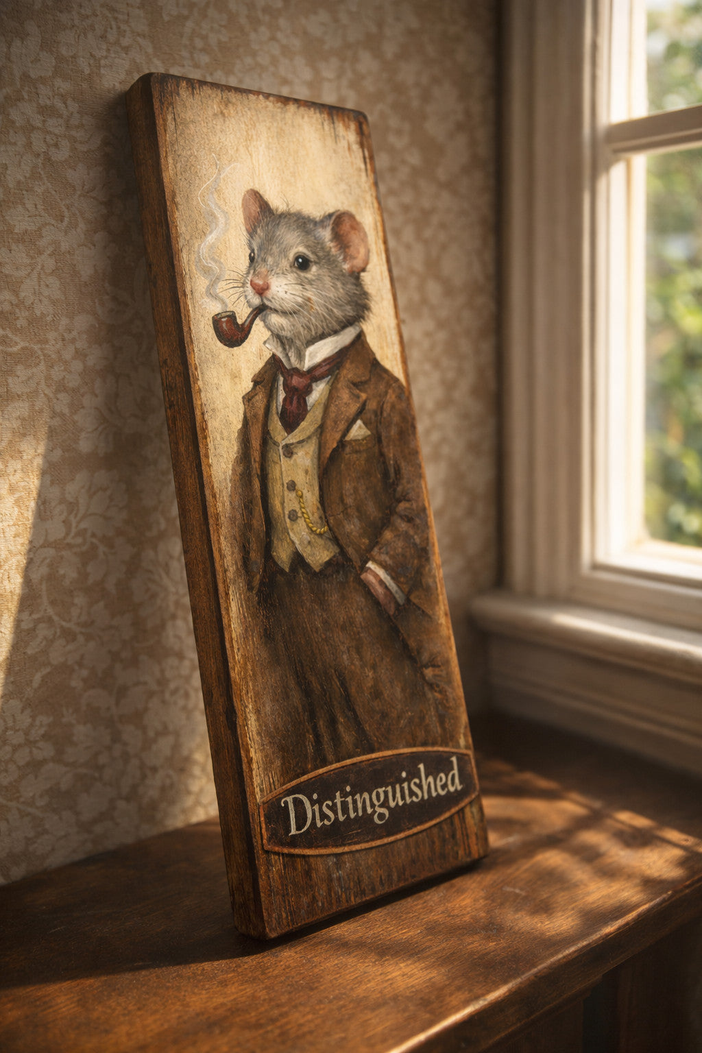 Mouse Art sign vintage style wooden 28cm Mice Mouse pictures wood plaque