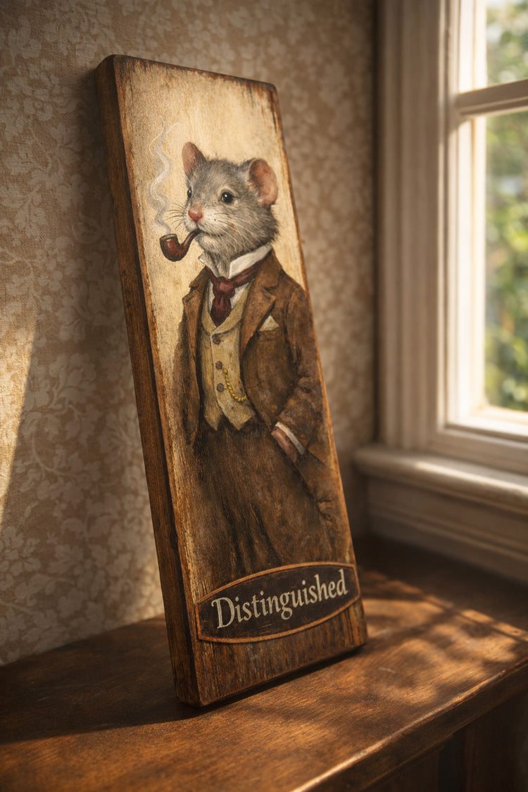 Mouse Art sign vintage style wooden 28cm Mice Mouse pictures wood plaque