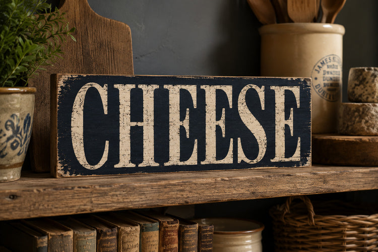 Cheese sign Vintage style wooden kitchen Shop CHEESE advertising 28cm