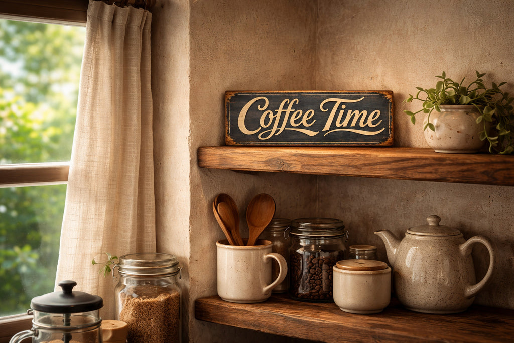 Coffee Time sign vintage style wooden COFFEE SIGNS 28cm Kitchen