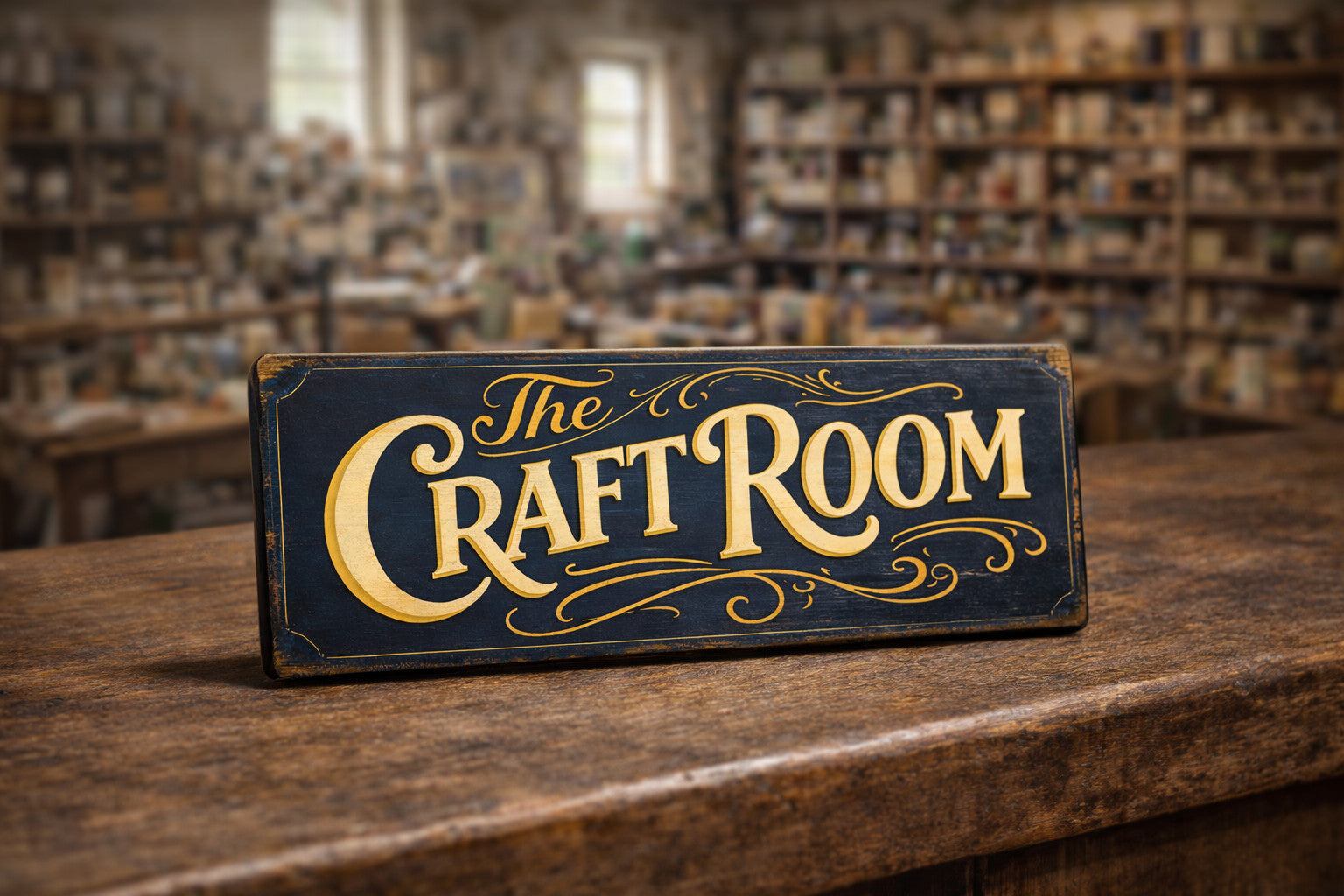 Craft Room Sign vintage style wooden signs Door 28cm retro cosy