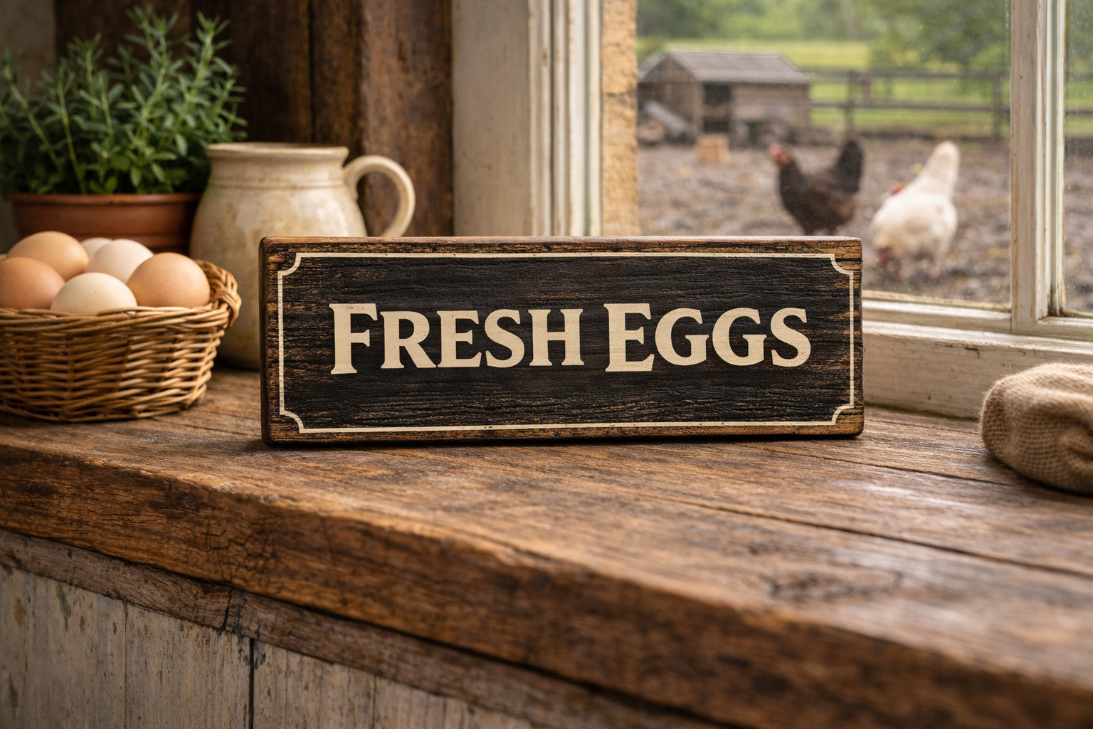 Fresh Eggs vintage style wooden farmhouse kitchen signs EGGS 28cm KITCHEN