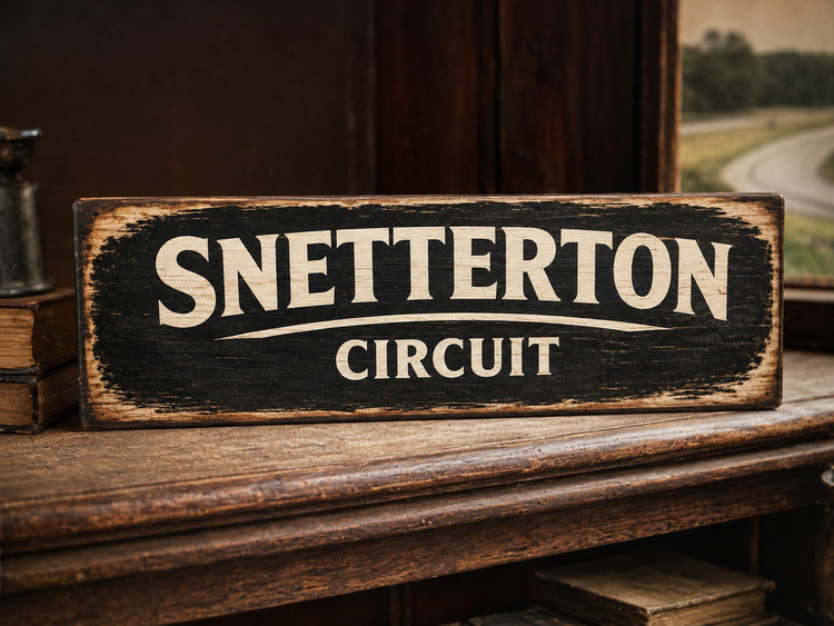 Snetterton Circuit sign track wooden motor sport signs vintage style 28cm