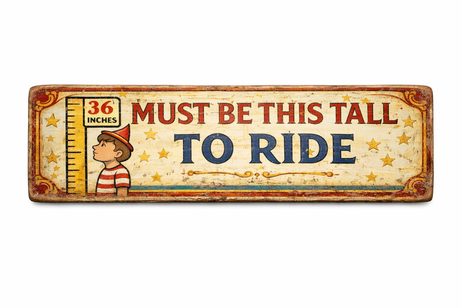 Funfair Circus vintage style sign Height Chart to Ride 28cm fairground signs