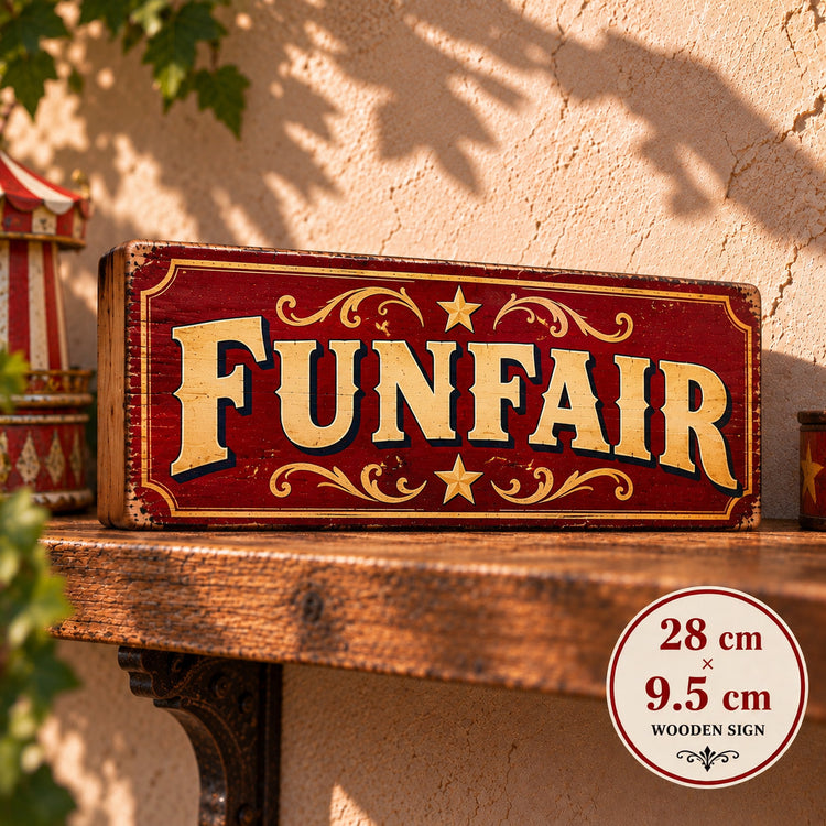Funfair Sign Vintage Style Wooden Sign Fairground Circus 1970s  Waltzer Rides