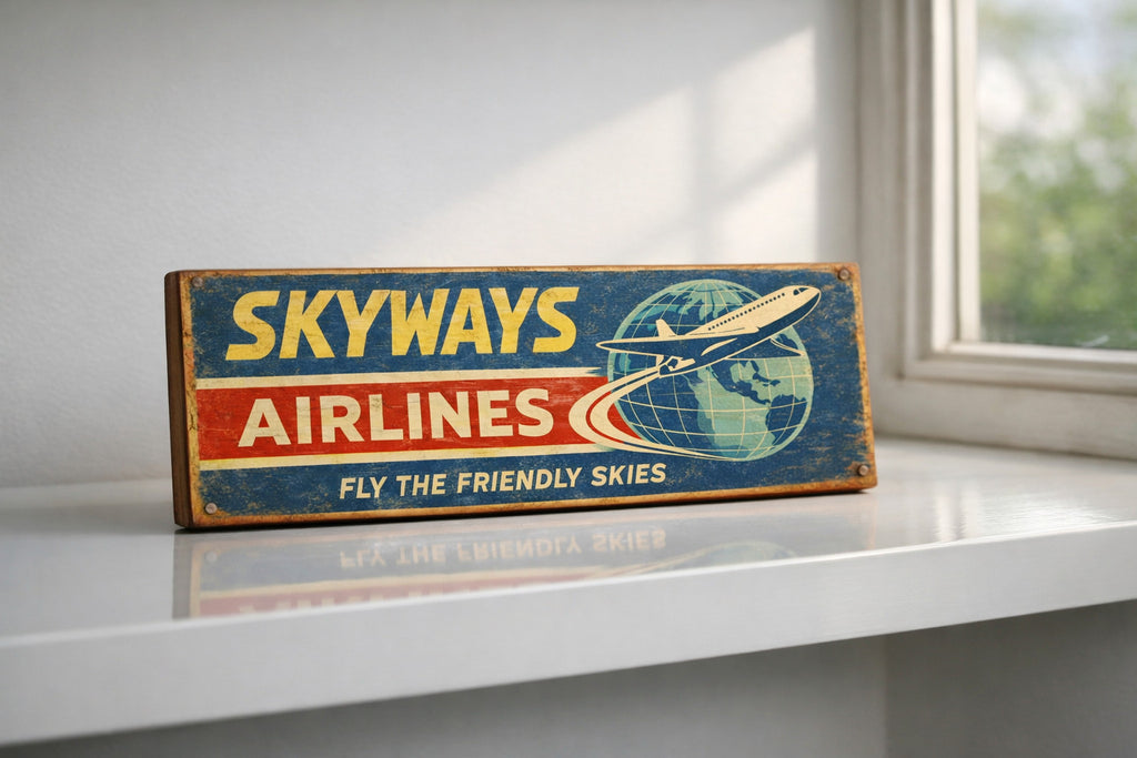 Skyways Airliners inspired sign aviation signs wooden classic retro aircraft