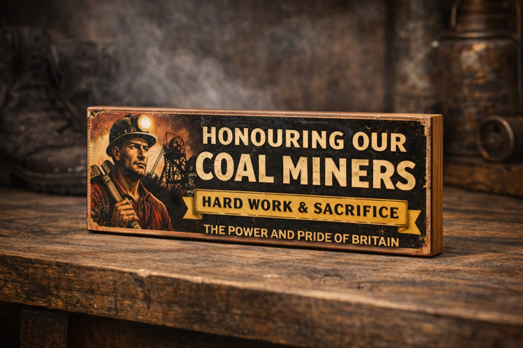 Coal Miner Tribute Sign Wooden Vintage Style – British Mining Memorabilia collie