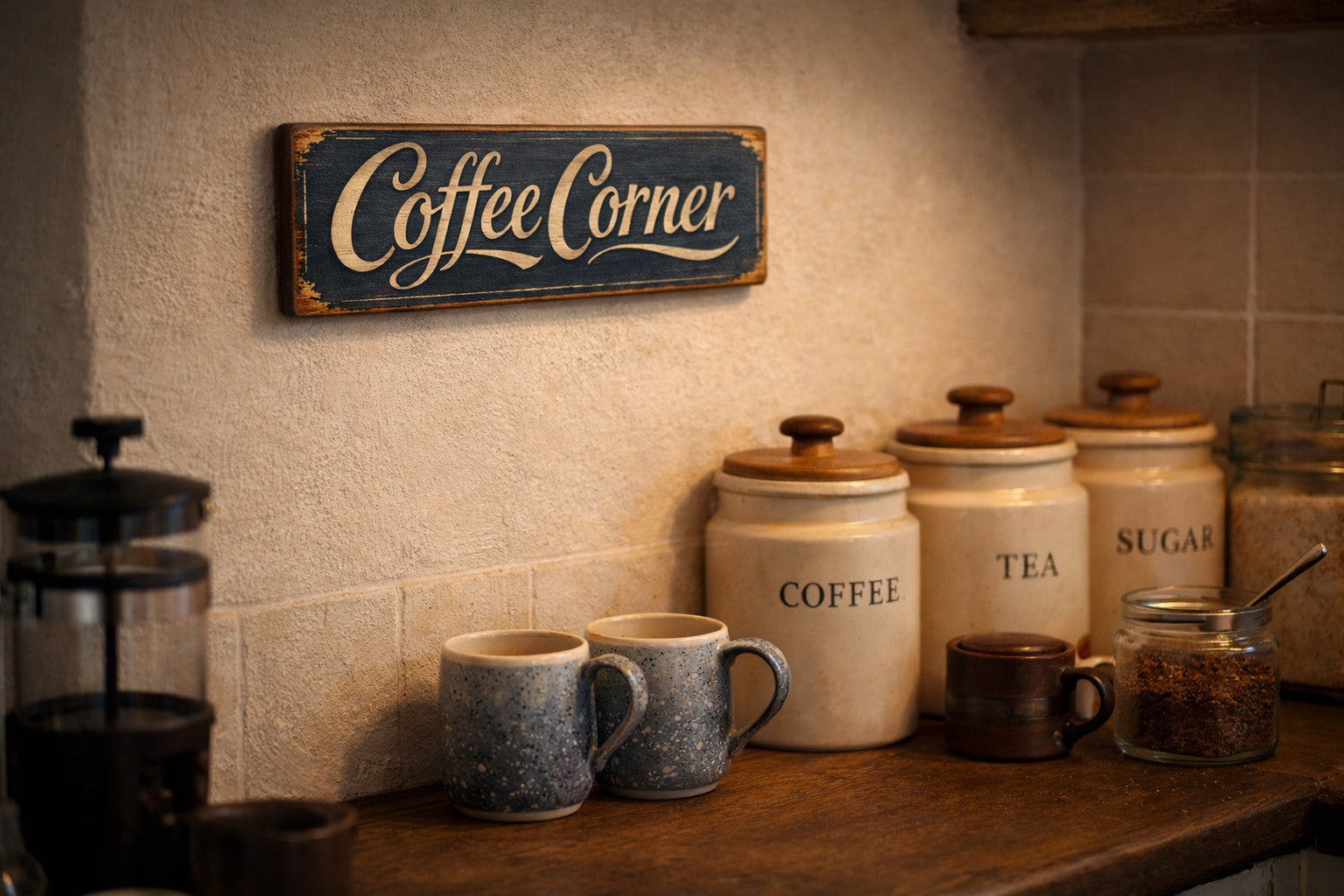 Coffee Sign Coffee Corner Vintage Style wooden Signs Rustic 28cm cosy kitchen