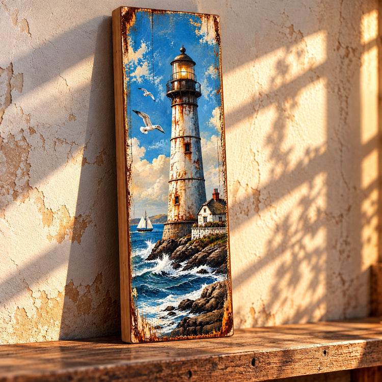 Lighthouse Art Sign Vintage style Bathroom Coast Seaside Bathroom Kitchen 28CM