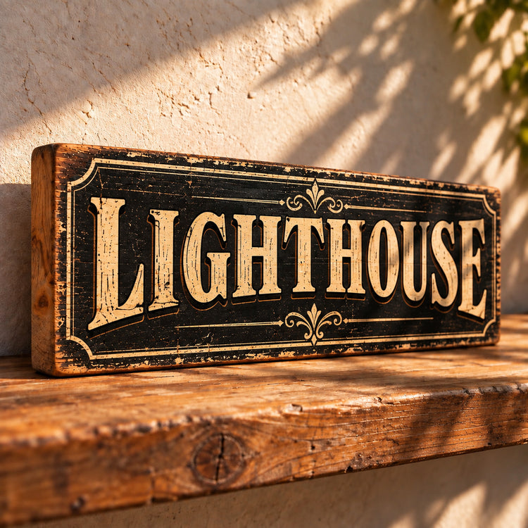 Lighthouse Sign Vintage style Bathroom Coast Seaside Bathroom Kitchen 28CM