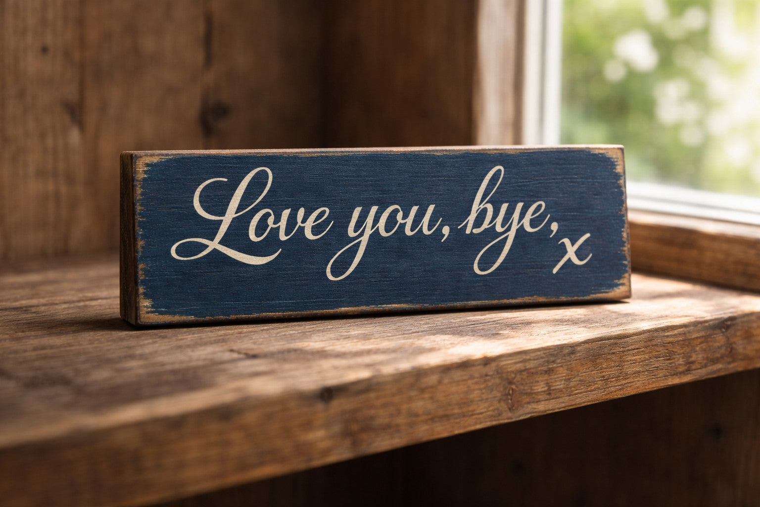 Love You Bye Sign romantic gift love signs farewell wooden plaque