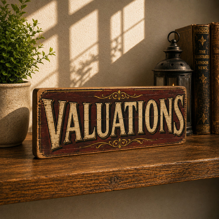 Valuations Sign Wooden Vintage Antique Style Advertising shop Signs 28cm