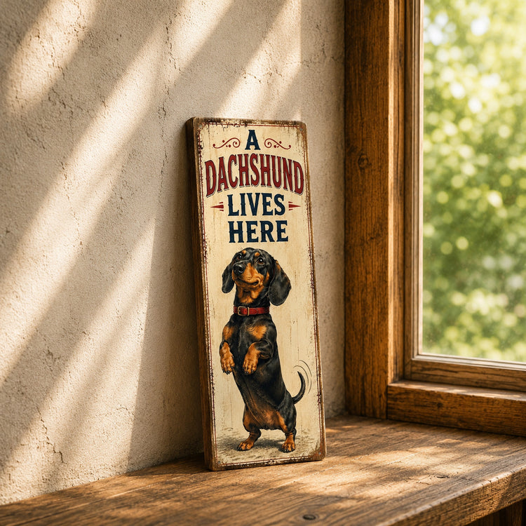 Dachshund sign Art vintage style wooden gift sausage dogs Plaque funny gift 28cm