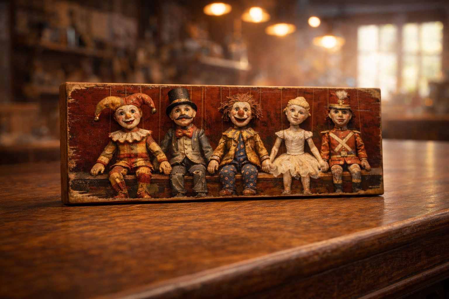 Puppet sign puppets vintage style plaque wooden print old style 28cm