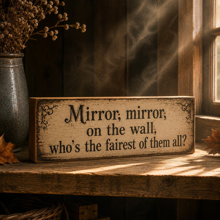 Mirror Mirror on the wall who's the Fairest Sign Vintage Style Dressing Room