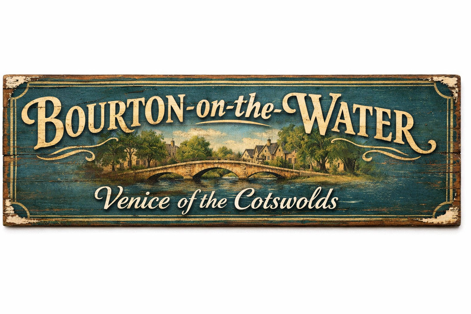 Bourton on the water Vintage Style Sign Venice of the Cotswolds wooden signs