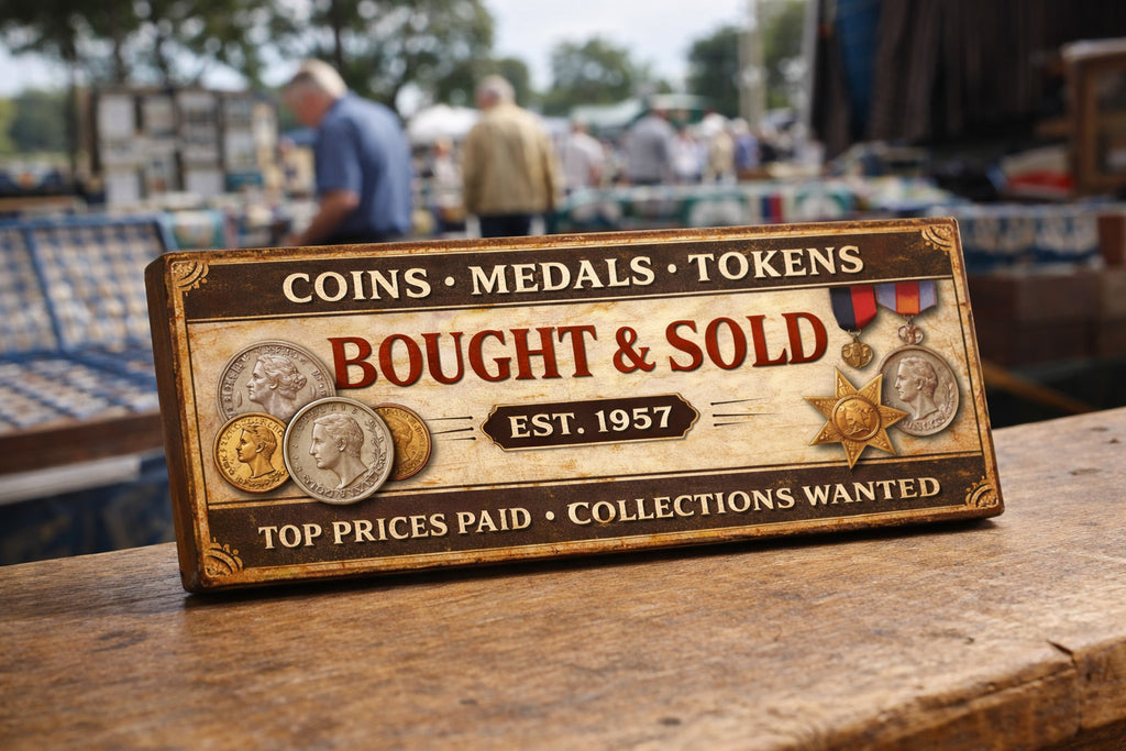 Coins Medals Tokens Vintage Style sign old antique wooden signs coin