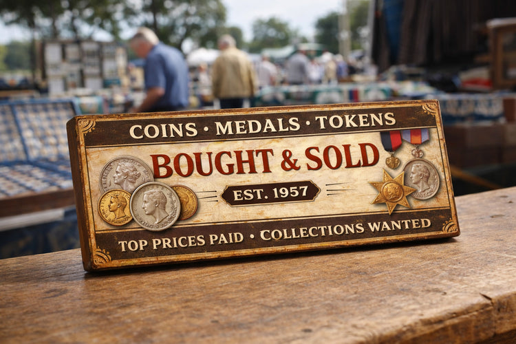 Coins Medals Tokens Vintage Style sign old antique wooden signs coin