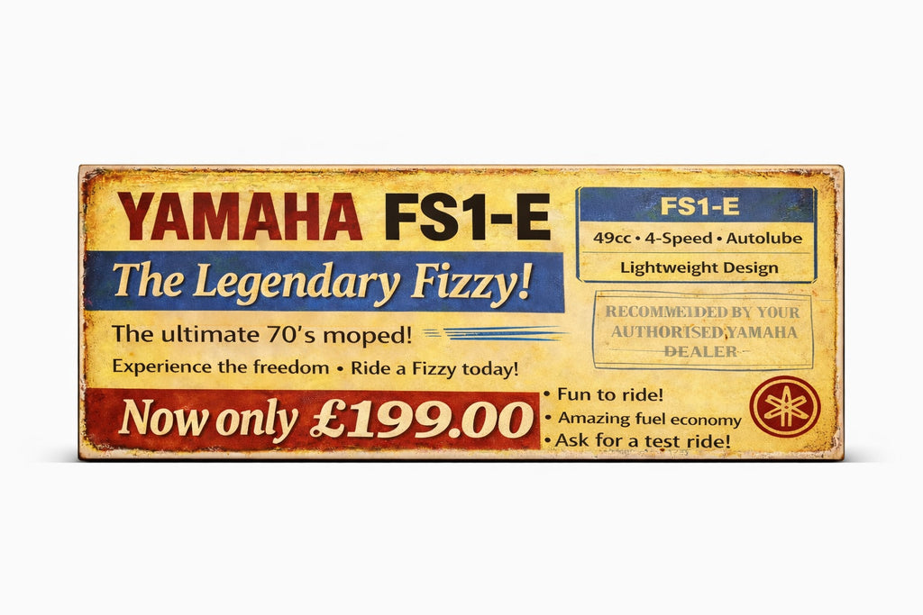 Yamaha FS1-E sign vintage style wooden signs 28cm retro FIZZY 70s signs