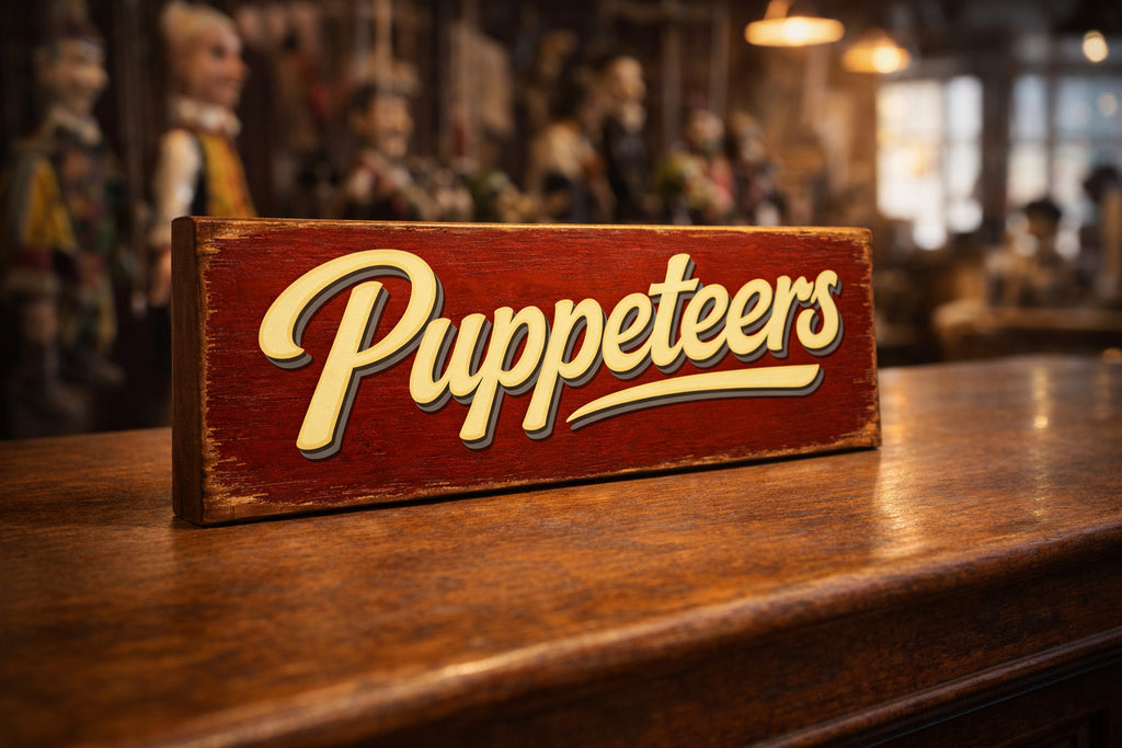 Plus Sign Puppet Puppeteers sign puppets vintage style plaque wooden puppets old 28cm ...