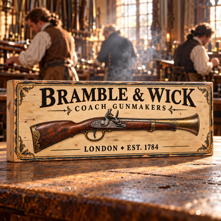 Blunderbuss Vintage Style Wooden Sign Coach Gunmaker  Plaque