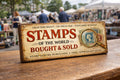 Stamps sign vintage style stamp collections bought old postcards STAMPS 28cm