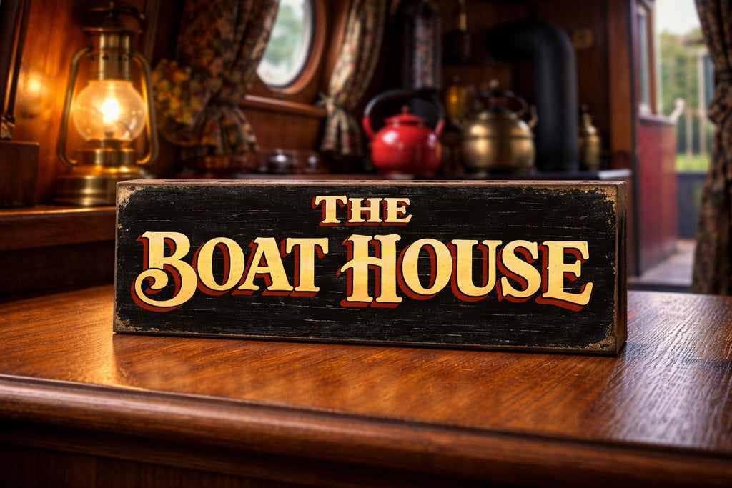 Boat House sign vintage style wooden signs canal boats BOAT HOUSE 28cm